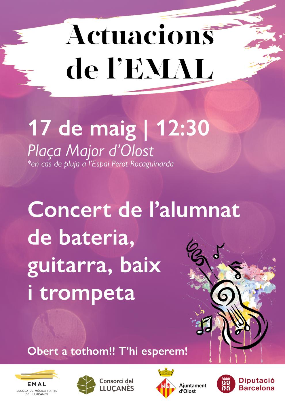 Concert de l'alumnat de bateria, guitarra, baix i trompeta